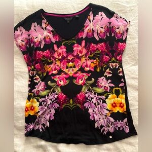 Beautiful Ted Baker Black and vibrant floral jersey top